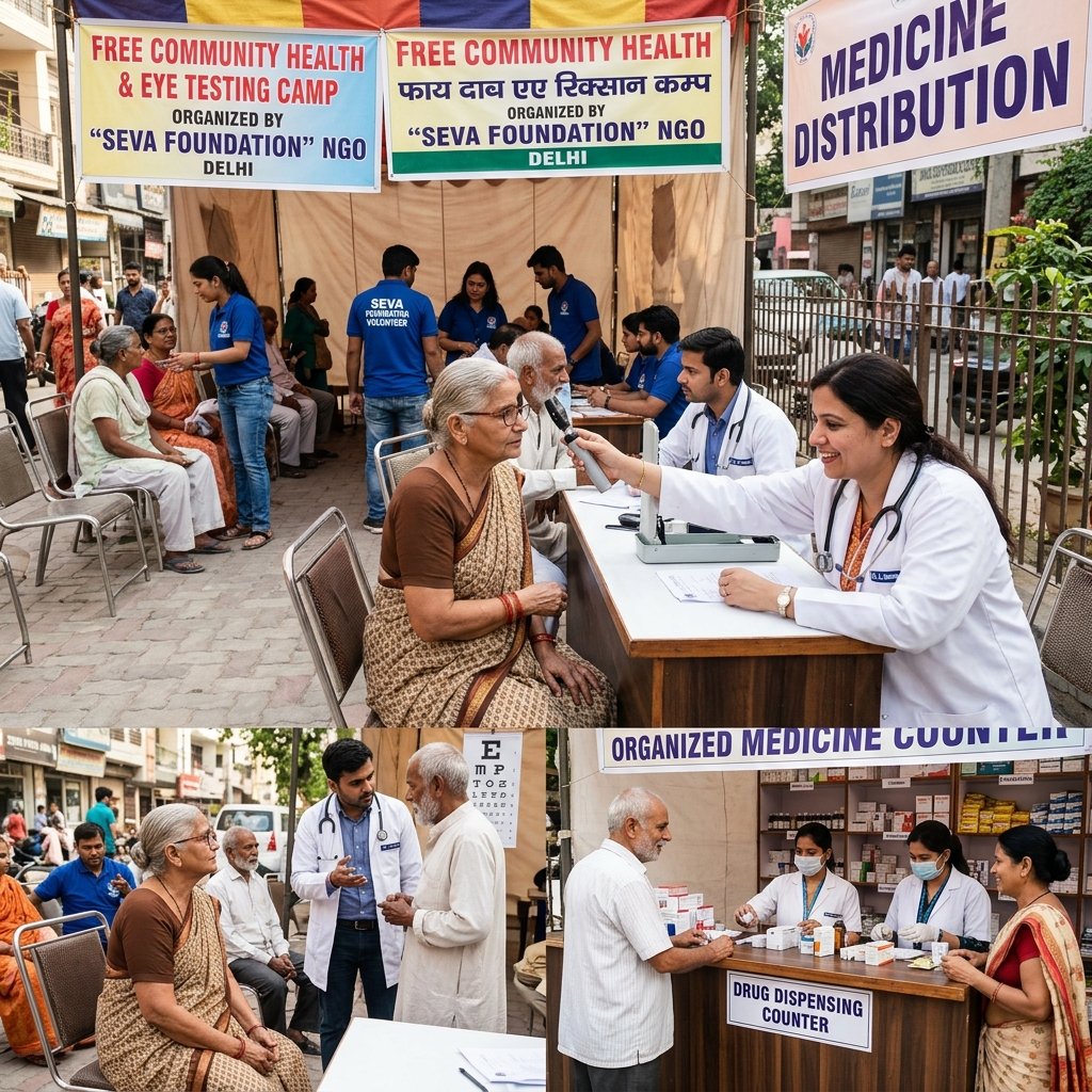 Free Health Camps and Ration Distribution Madanpur Khadar